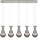 Owego 5 Light 36.88 inch Brushed Satin Nickel Linear Pendant Ceiling Light in Light Smoke Glass