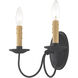 Heritage 2 Light 12 inch Black Wall Sconce Wall Light