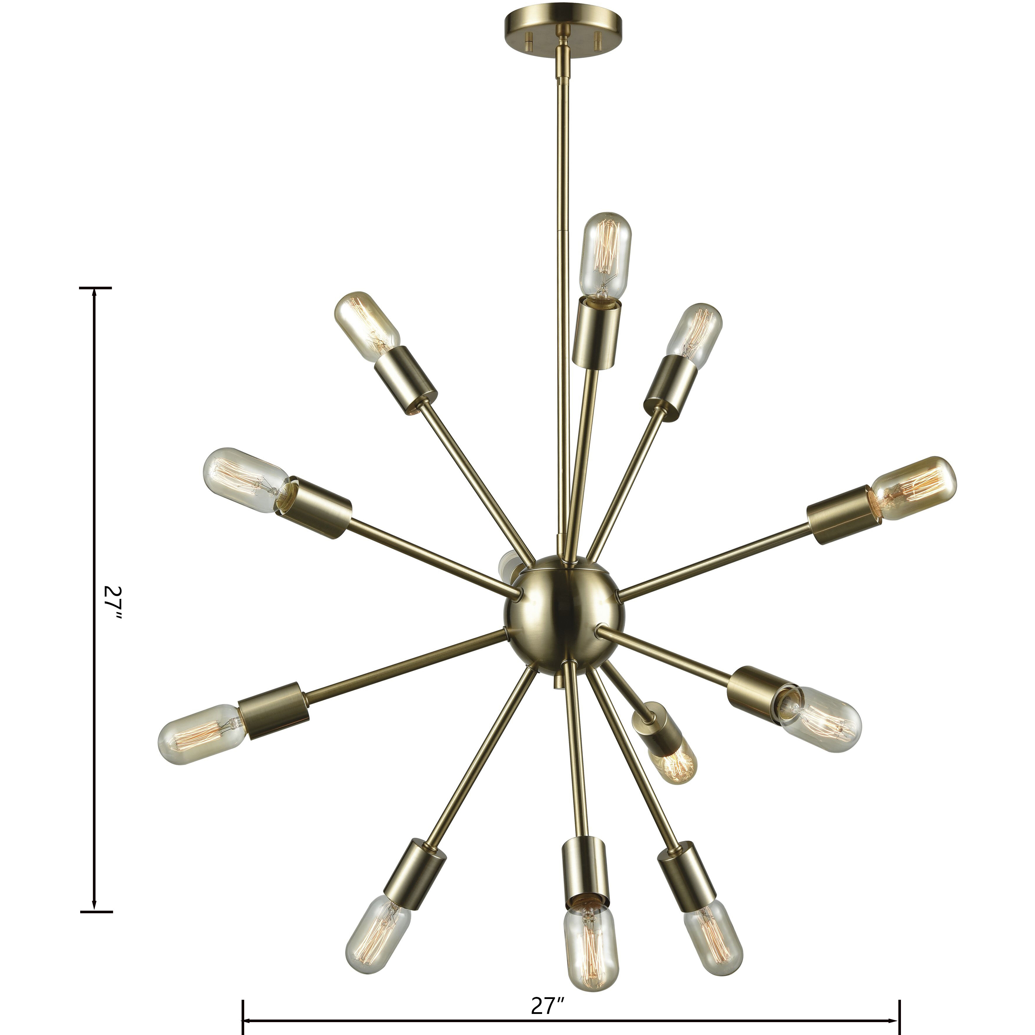 Delphine 12 Light 27 inch Satin Brass Chandelier Ceiling Light