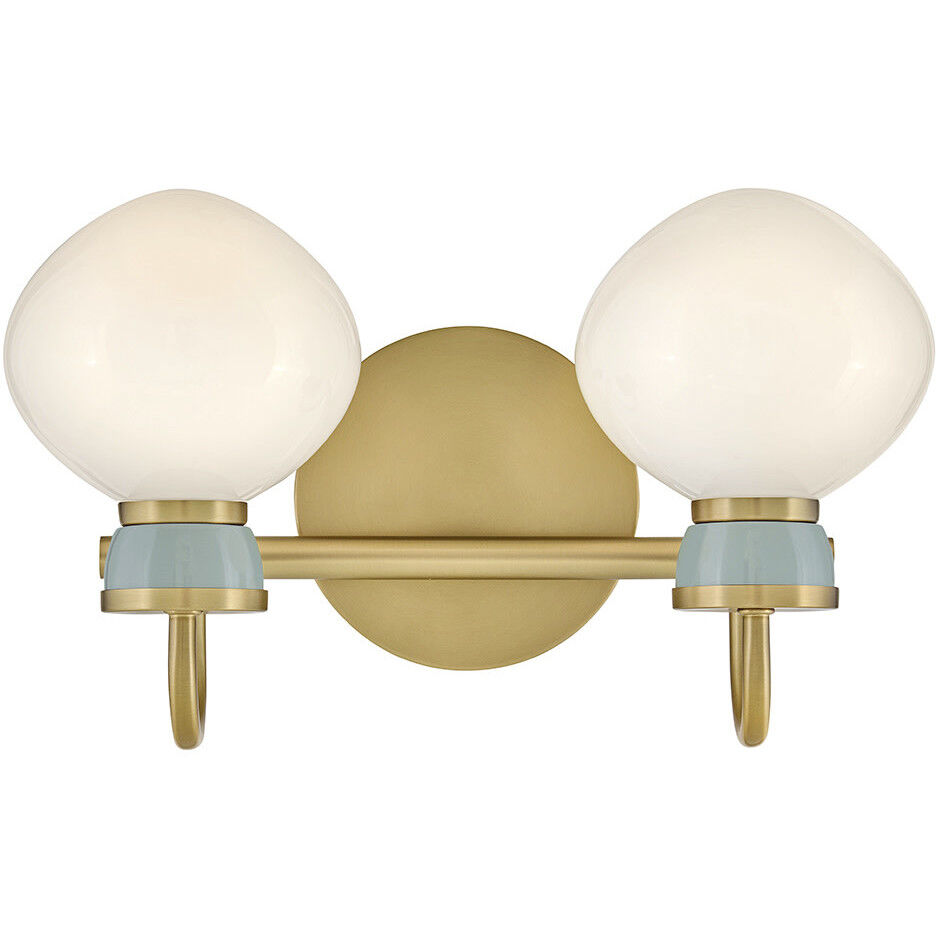 Lucy 2 Light 15.5 inch Lacquered Brass with Seafoam Bath Light Wall Light