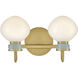 Lucy 2 Light 15.5 inch Lacquered Brass with Seafoam Bath Light Wall Light