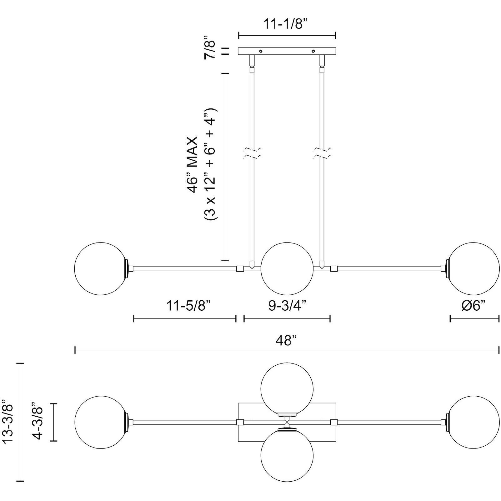 Alora Mood Cassia 4 Light 48 inch Matte Black/Opal Matte Glass Linear Pendant Ceiling Light in Matte Opal Glass