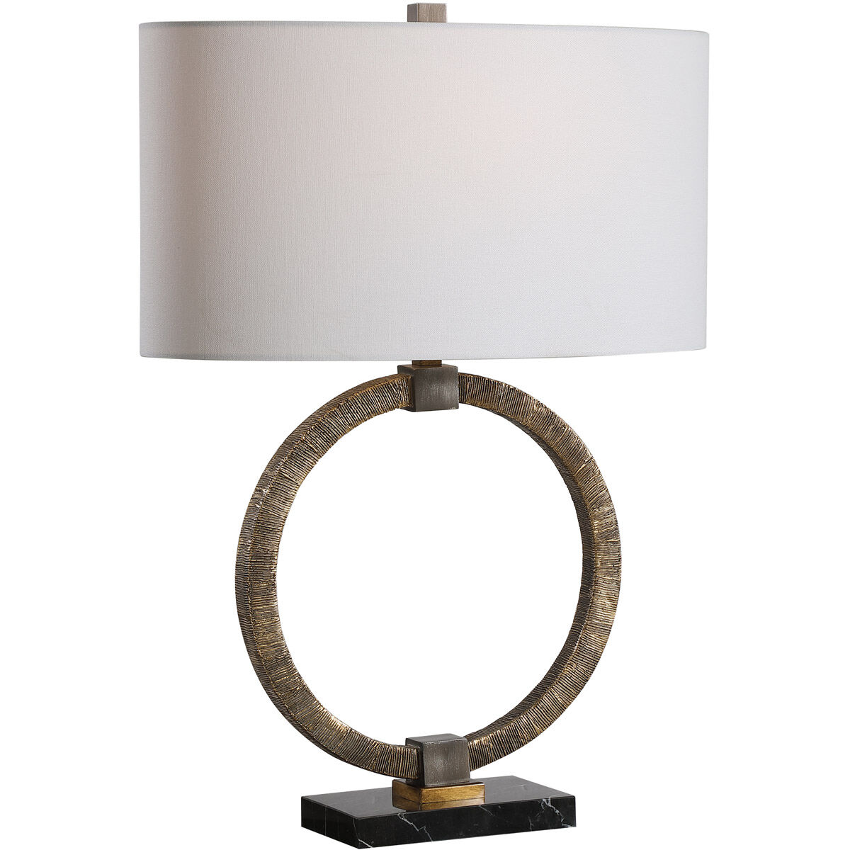 Relic 26 inch 150.00 watt Antiqued Gold with Dark Bronze and Black Marble Table lamp Portable Light