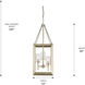 Smyth 3 Light 12 inch White Gold Pendant Ceiling Light in Clear Glass, Caged
