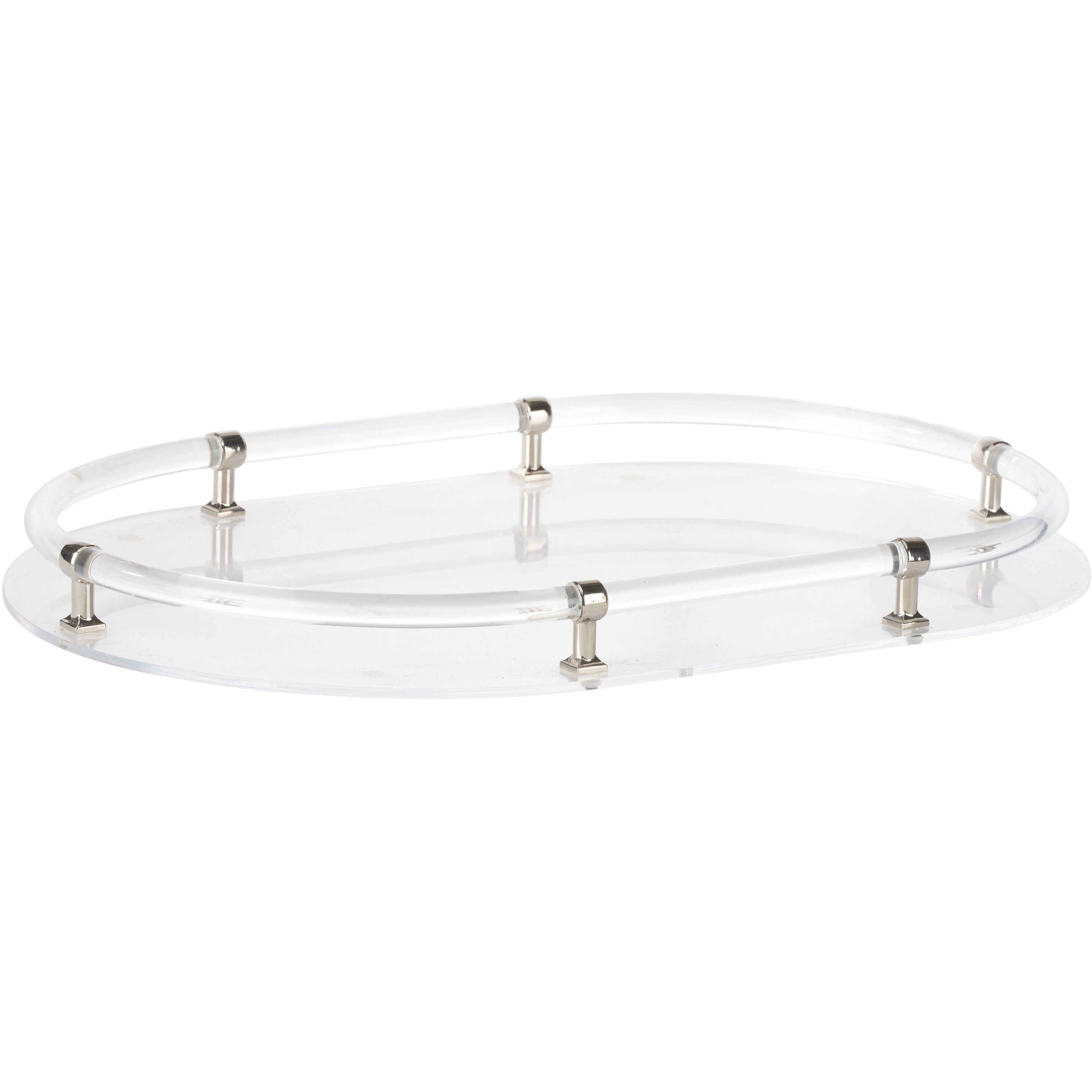 Acrylic Oval Clear and Silver Tray