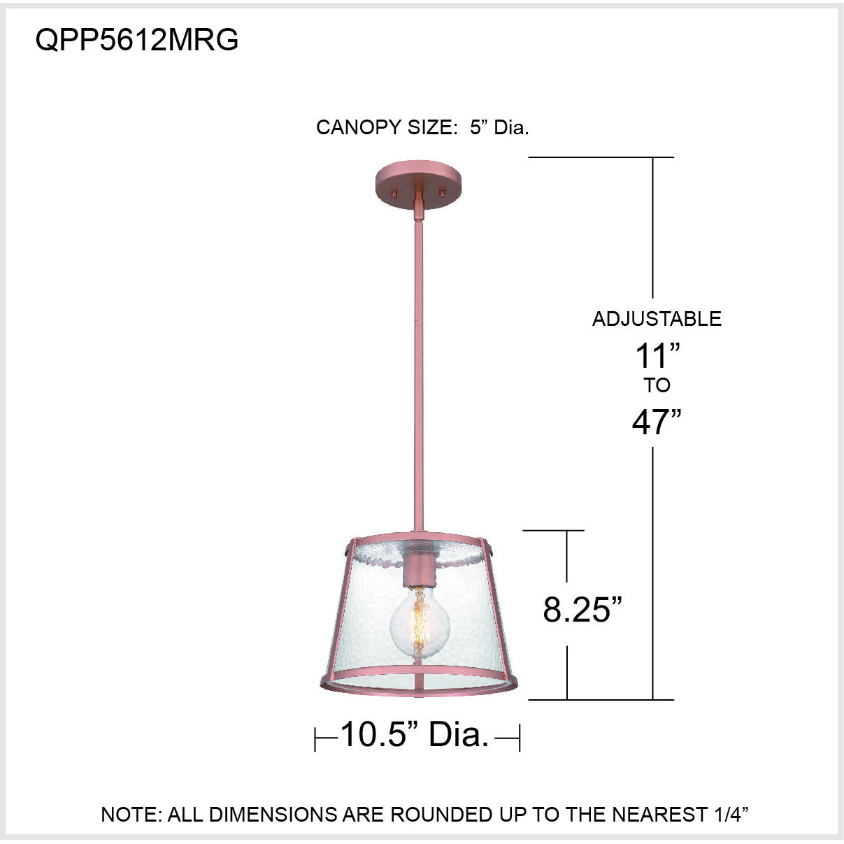 Labrant 1 Light 10.5 inch Matte Rose Gold Mini Pendant Ceiling Light