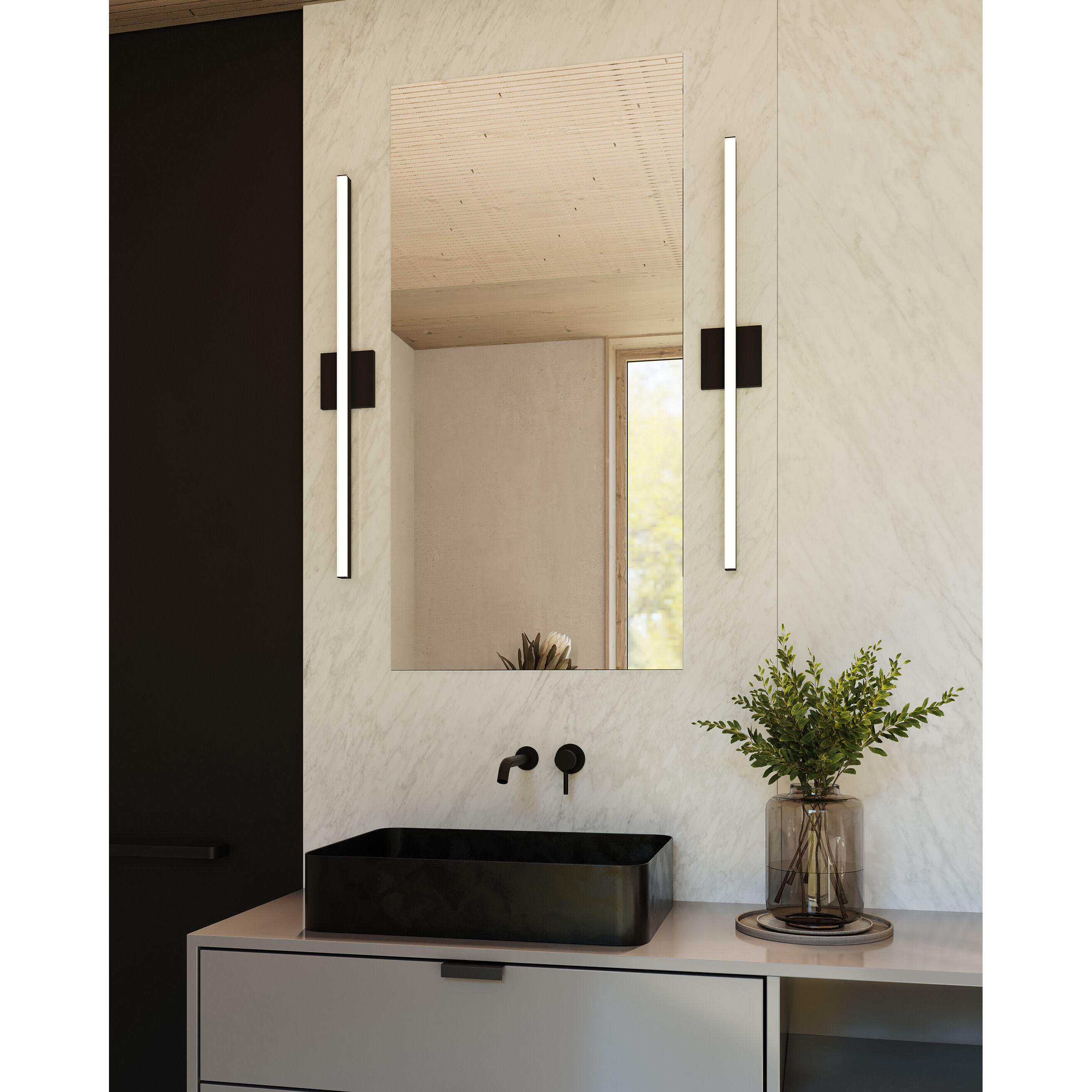 Stix LED 0.75 inch Satin Black Vanity Light Wall Light