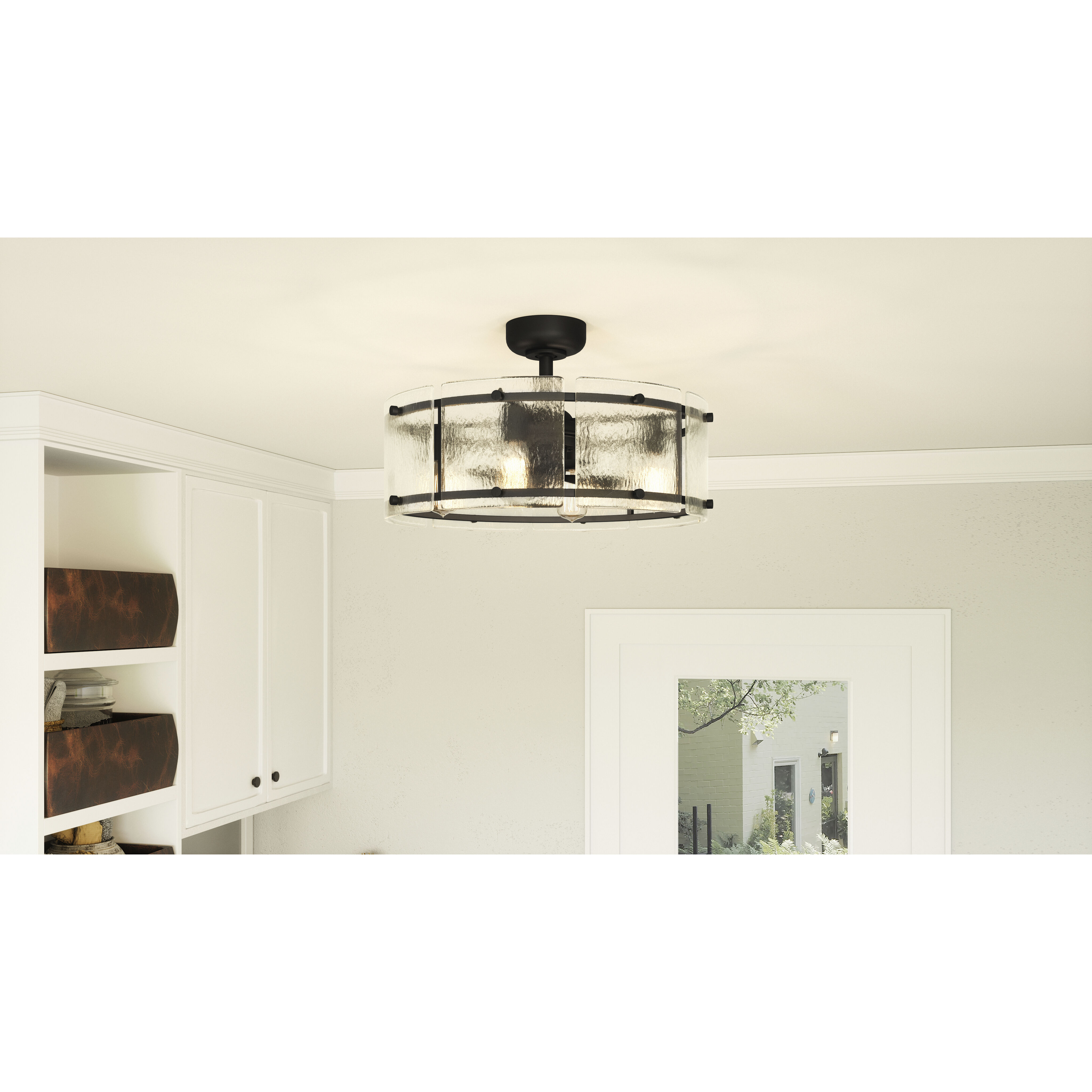 Fortress 24 inch Earth Black with Black Matte Blades Fandelier