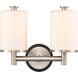 Marlowe 2 Light 13.63 inch Black Satin Nickel Bath Vanity Light Wall Light