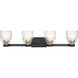Vionnet 4 Light 34 inch Black Wall Mt Bath 4 Arm Wall Light in Clear