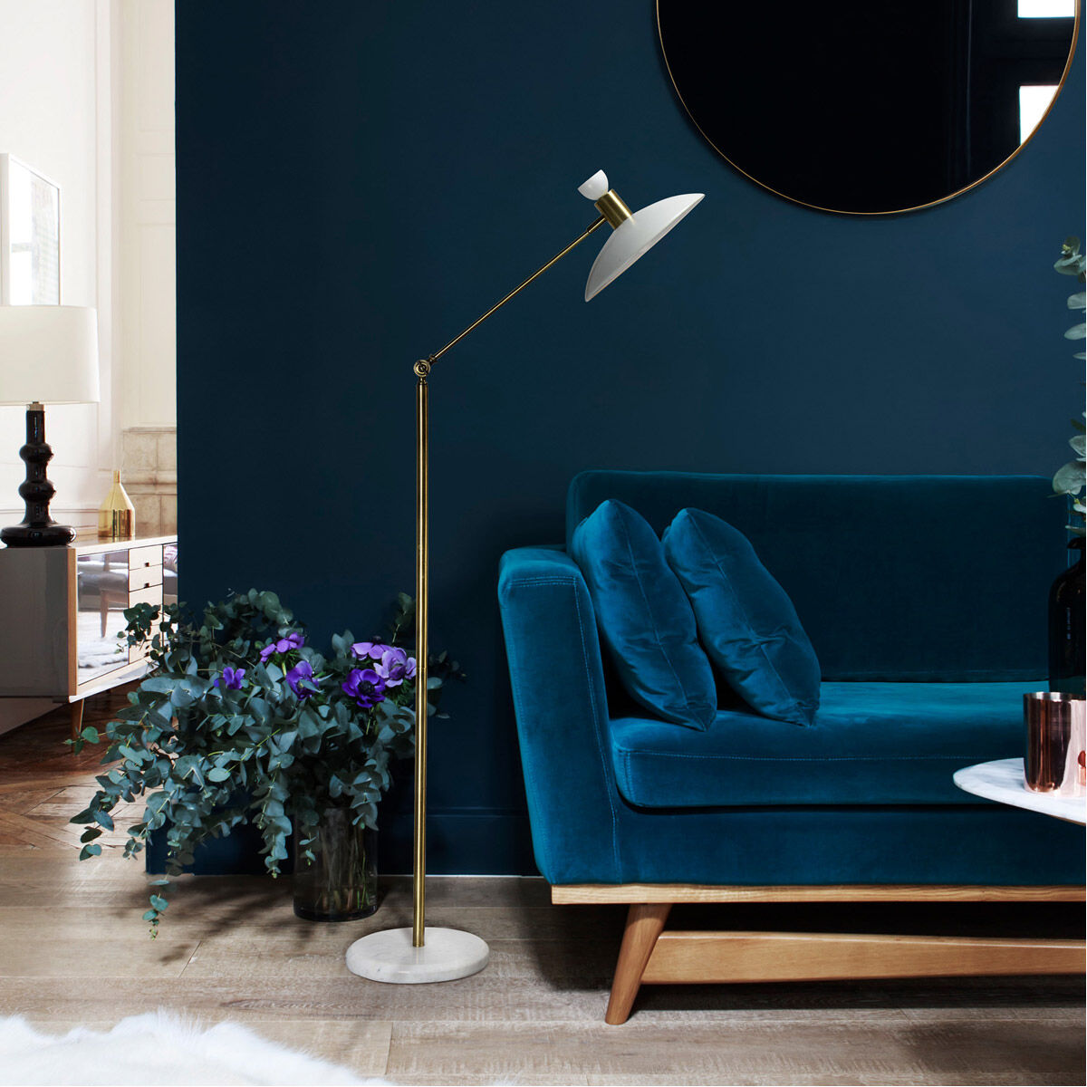 Troilus 55 inch 60 watt Polished Brass Floor Lamp Portable Light