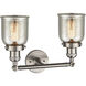 Franklin Restoration Small Bell 2 Light 15 inch Brushed Satin Nickel Bath Vanity Light Wall Light in Silver Plated Mercury Glass, Franklin Restoration