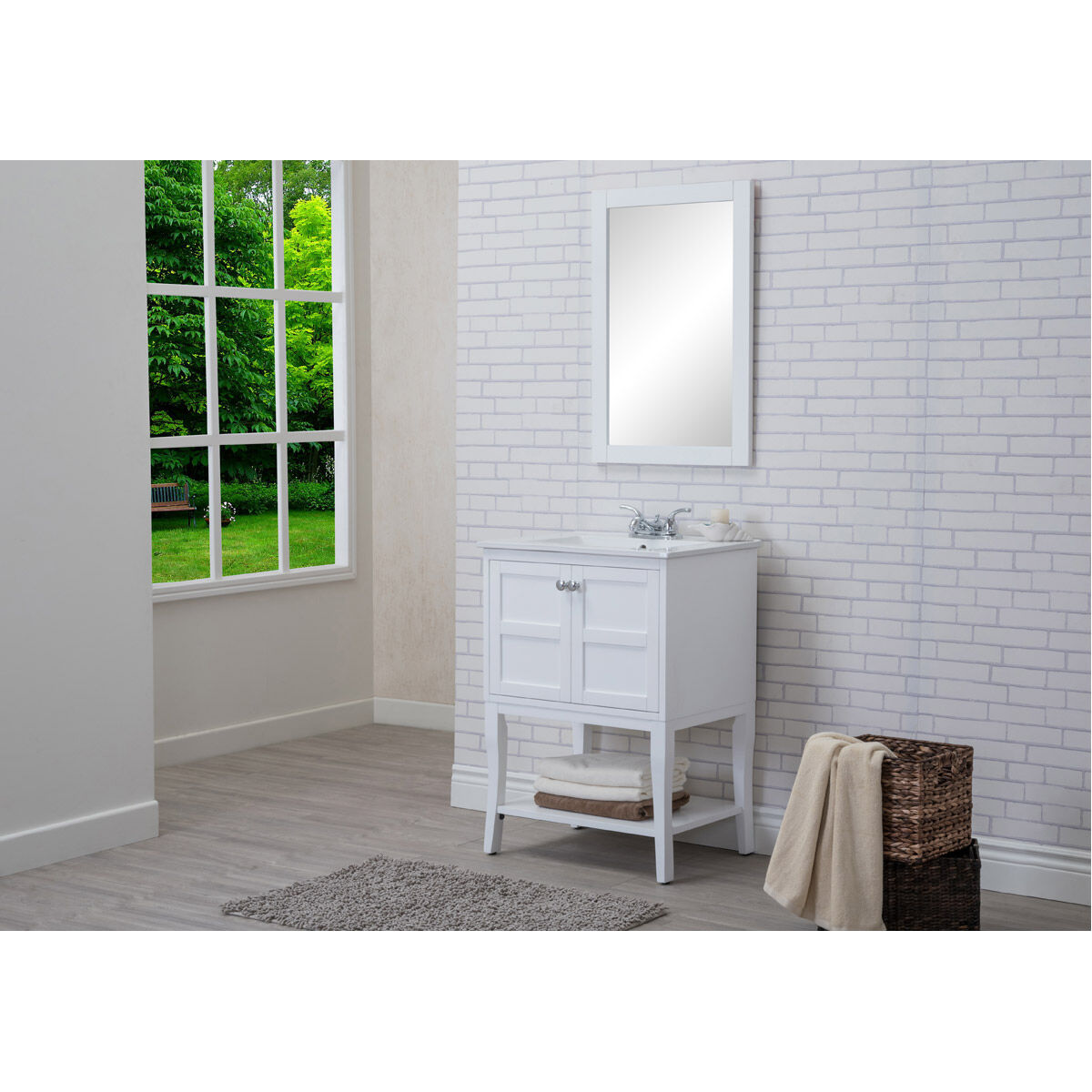 Mason 24 X 33.25 inch White and Chrome Vanity Set