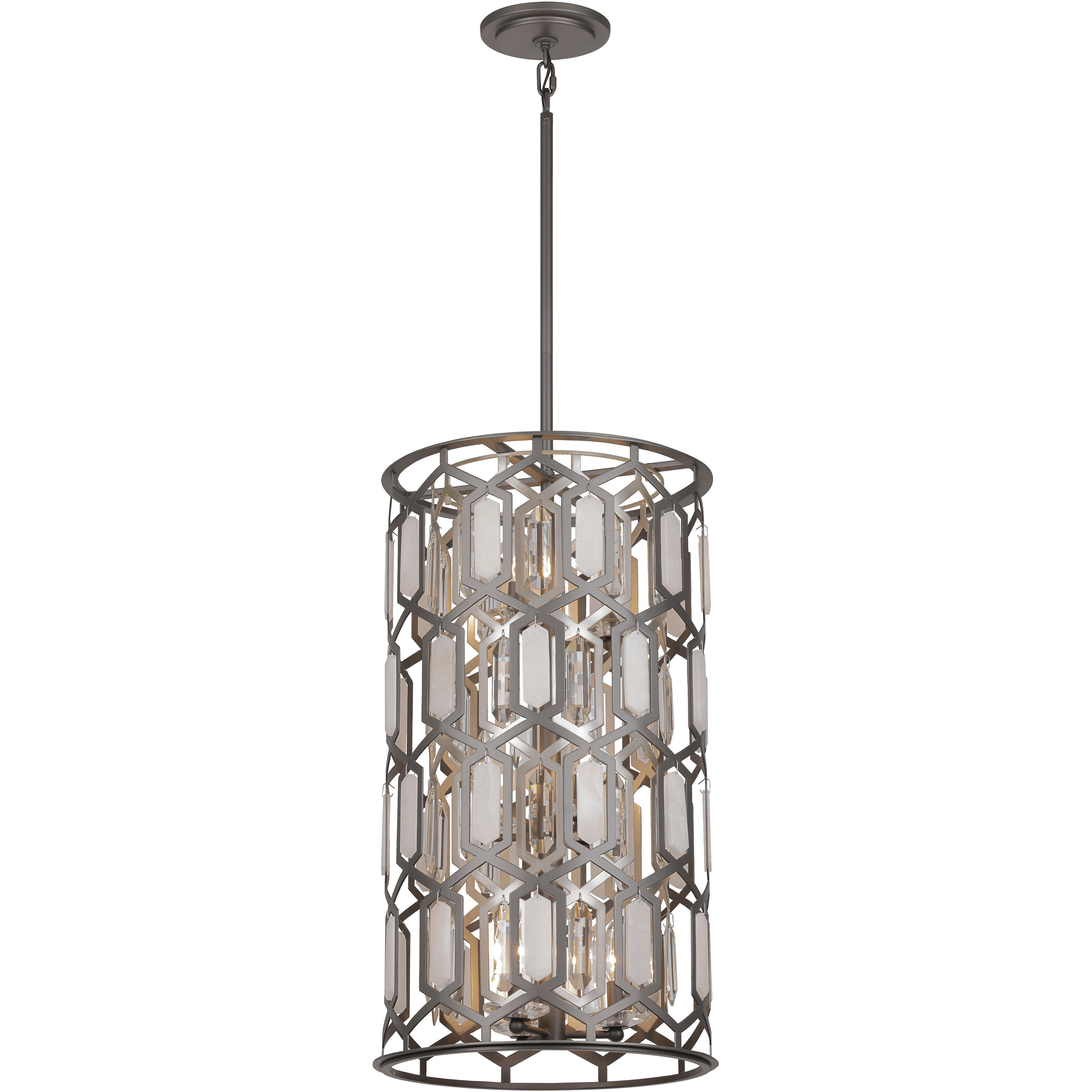 Hexly 9 Light 16 inch Bronze and Sultry Silver Foyer Pendant Ceiling Light