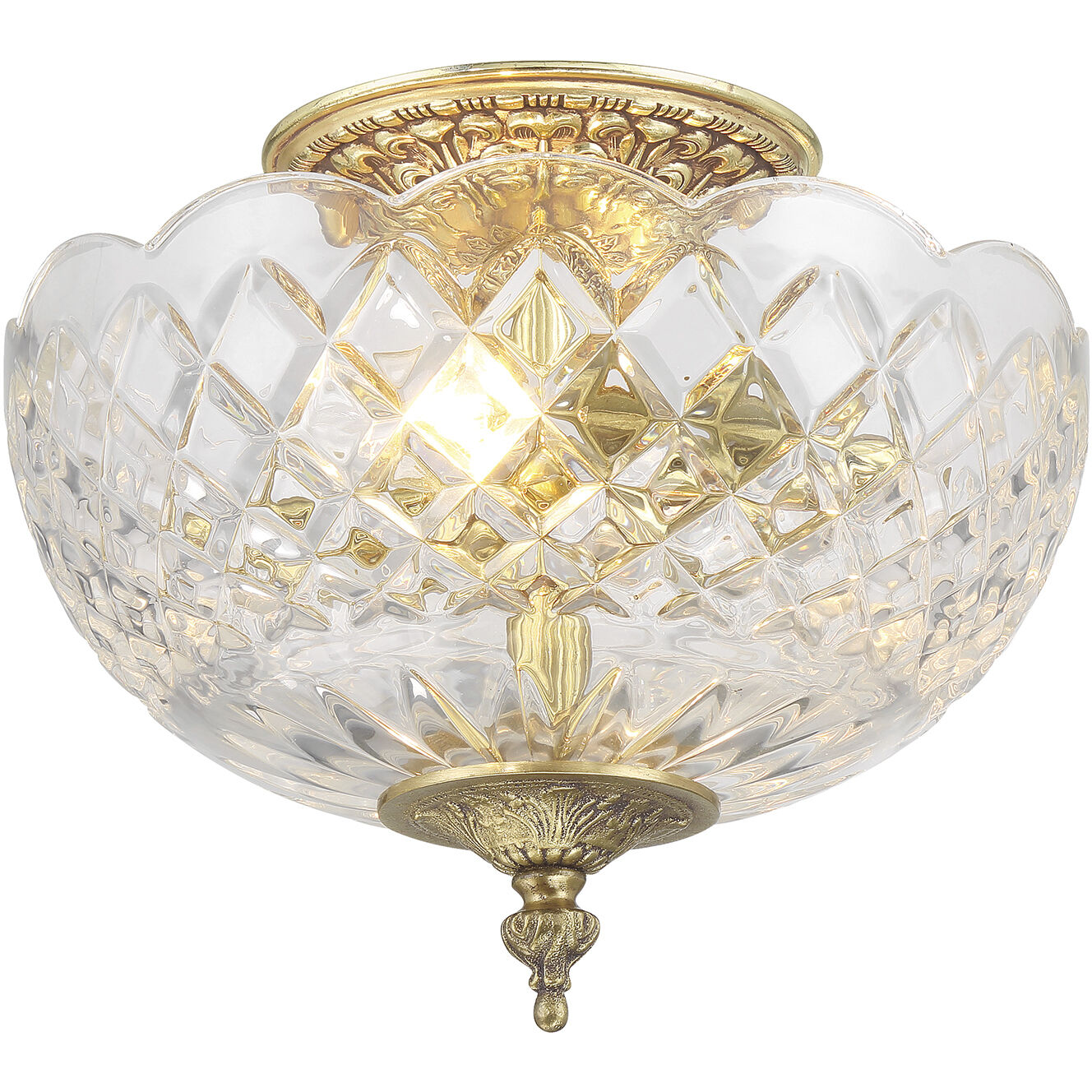 Milton 2 Light 12 inch Olde Brass Semi Flush Ceiling Light