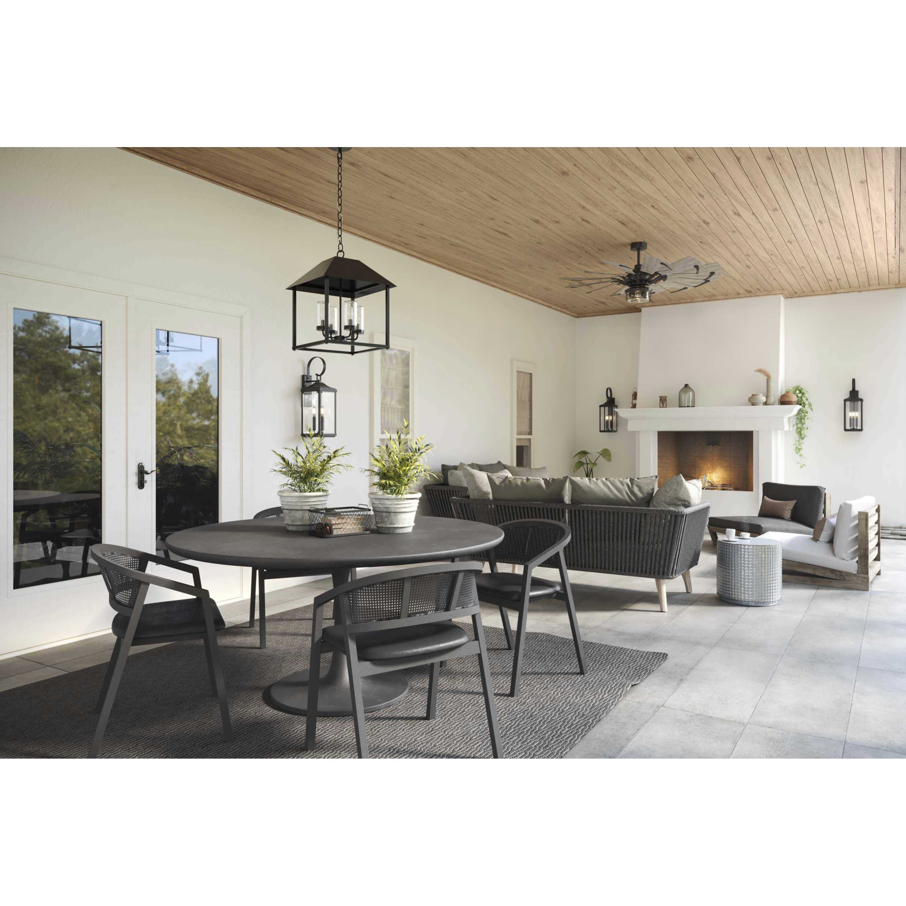 Gibbes Street 3 Light 31 inch Textured Black Outdoor Wall Lantern, Large, Design Series