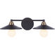 Isaac 2 Light 19.25 inch Flat Black/Satin Brass Vanity Light Wall Light in Flat Black and Satin Brass