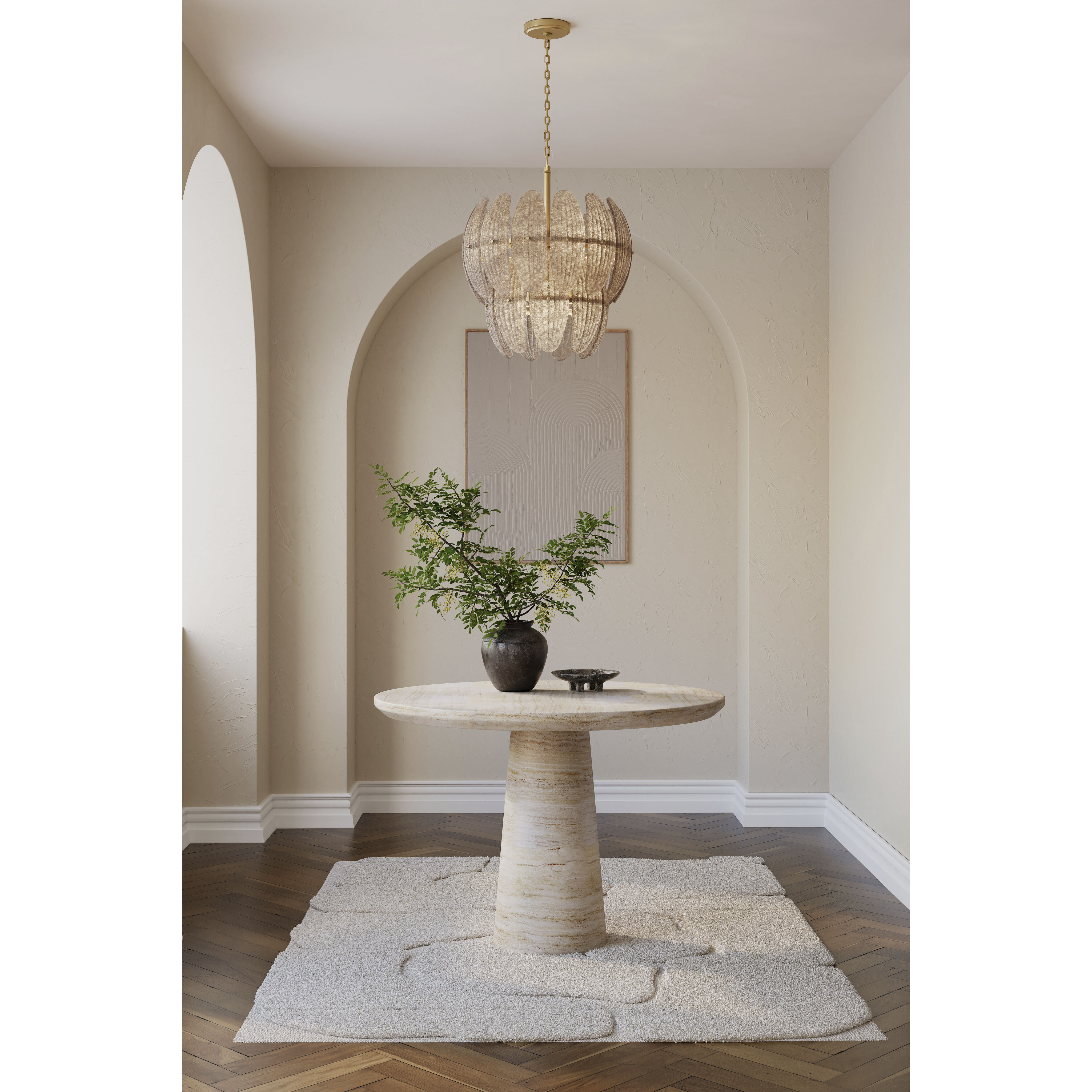 Marclaire 6 Light 19.75 inch Legacy Brass Pendant Ceiling Light in Grey Textured Handmade Glass