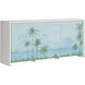 Palm Tree White/Cream and Blue Console Cabinet