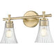 Belle 2 Light 16 inch Modern Gold Bath Vanity Light Wall Light