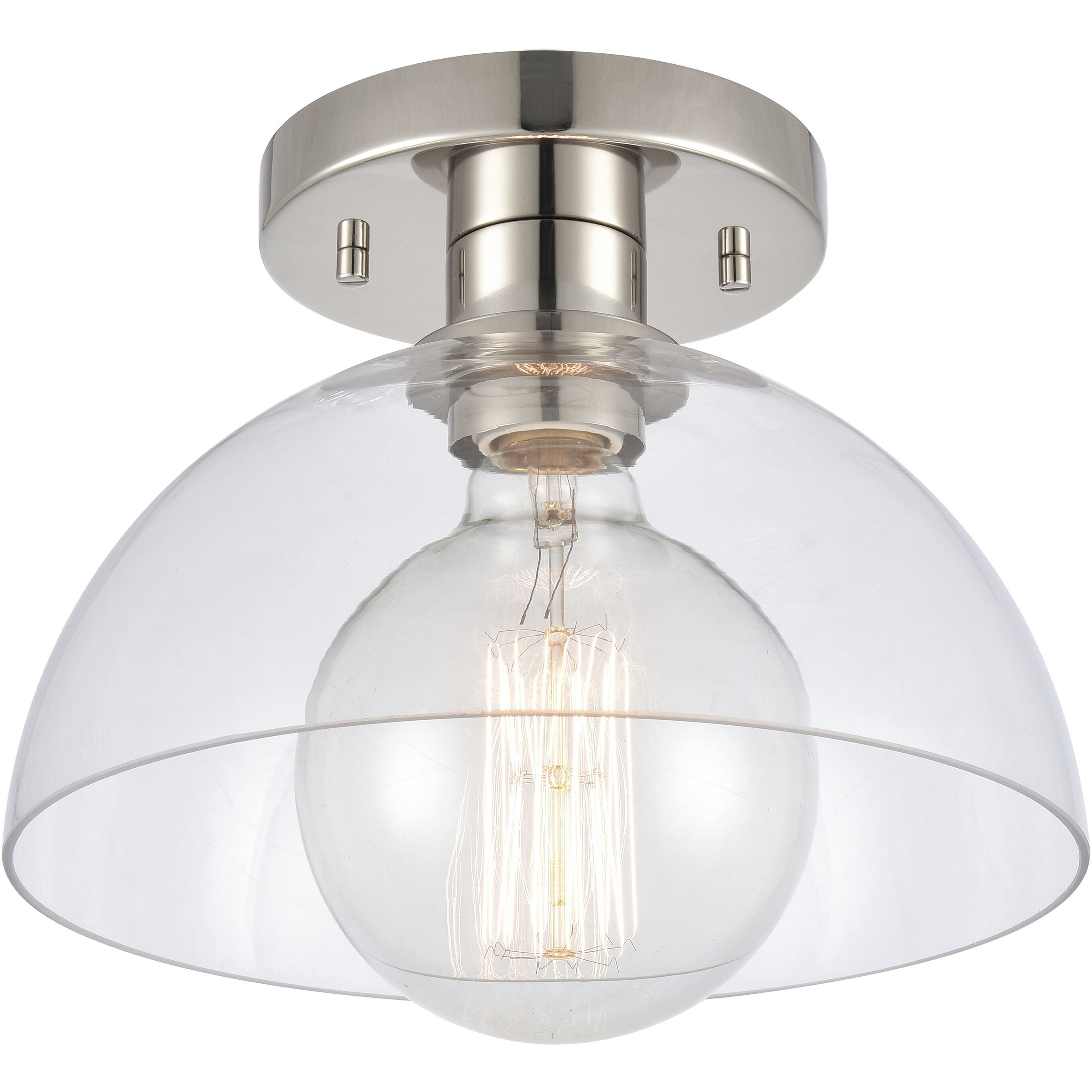 Julian 1 Light 10 inch Polished Nickel Semi Flush Mount Ceiling Light