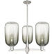 Brookhaven Cloche 3 Light 17.63 inch Satin Nickel Chandelier Ceiling Light in Slate Glass