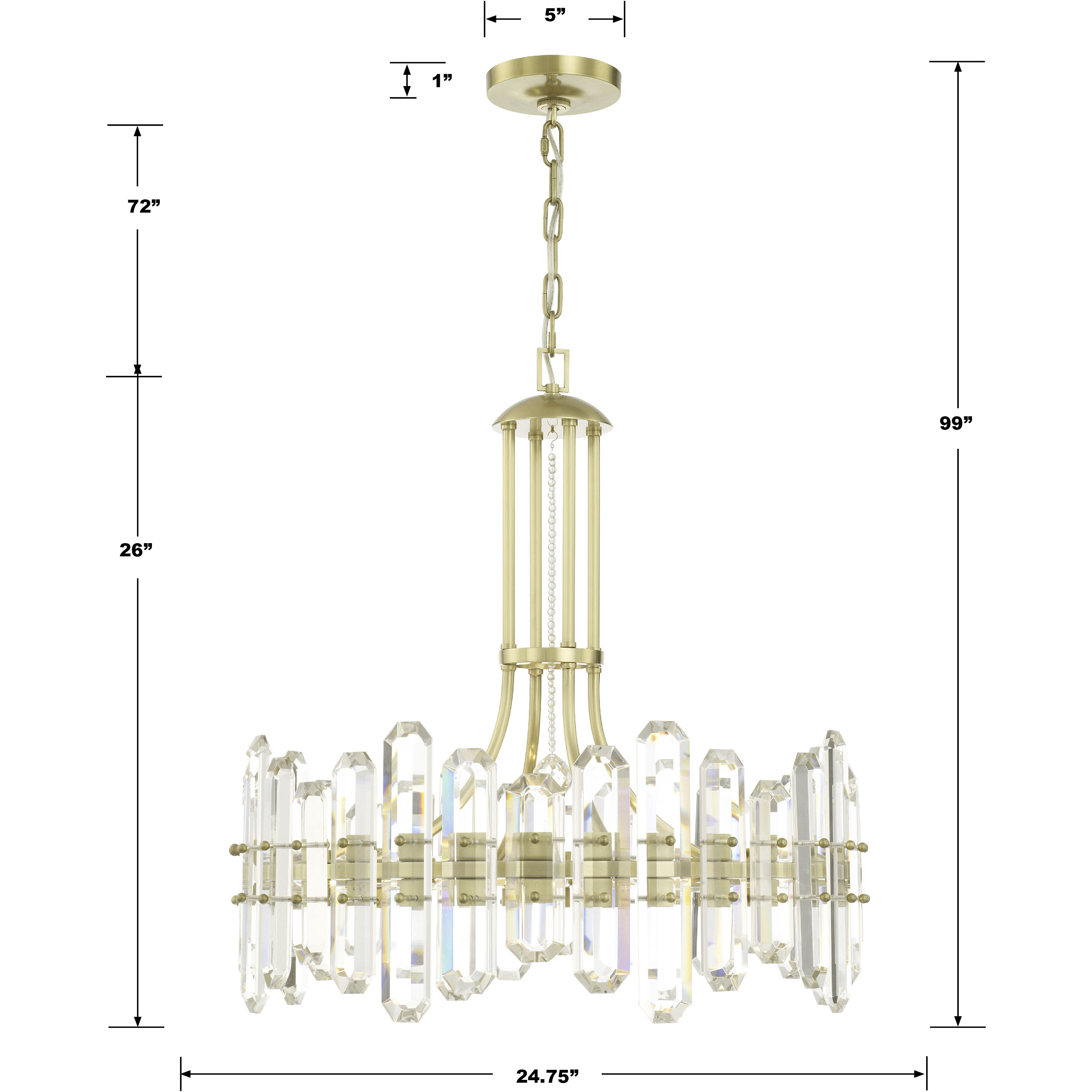 Bolton 8 Light 24.75 inch Aged Brass Chandelier Ceiling Light