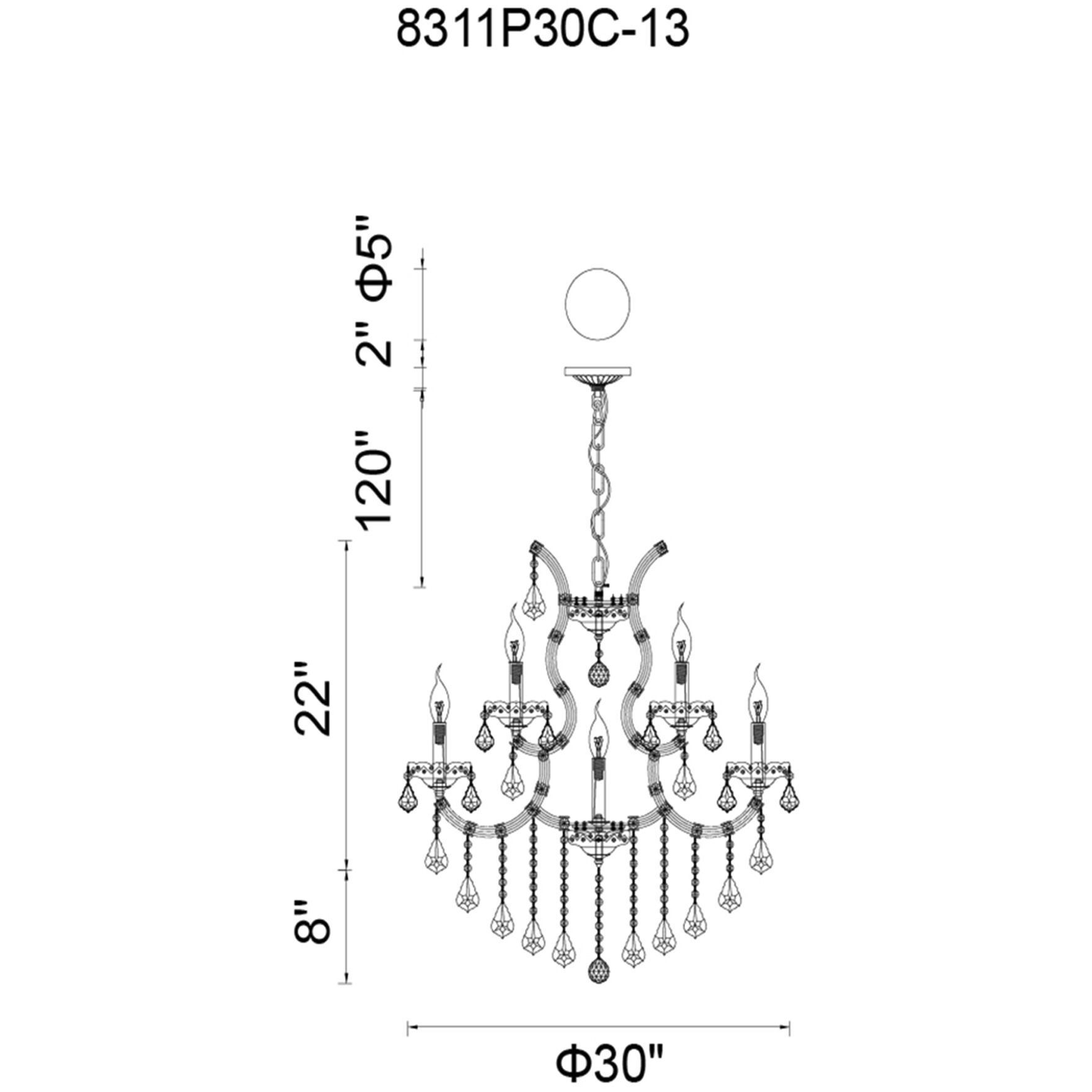 Maria Theresa 13 Light 30 inch Chrome Up Chandelier Ceiling Light