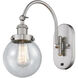 Franklin Restoration Beacon LED 6 inch Brushed Satin Nickel Sconce Wall Light in Seedy Glass