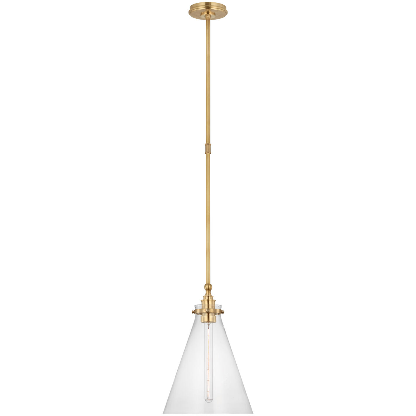 Visual Comfort Signature Collection Chapman & Myers Parkington LED 11 inch Antique-Burnished Brass Conical Pendant Ceiling Light in Clear Glass CHC5530AB-CG - Open Box