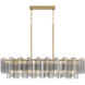 Addis 14 Light 51.75 inch Aged Brass Linear Chandelier Ceiling Light in Tronchi Glass Smoke