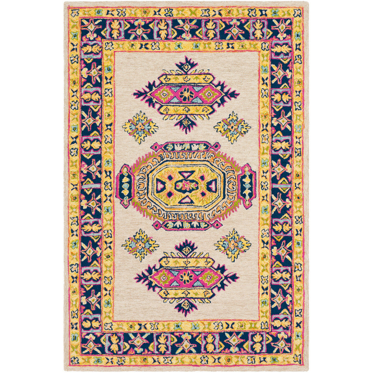 Serafina 156 X 108 inch Saffron/Butter/Khaki/Dark Blue/Bright Pink Rugs