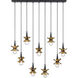 Portinatx 9 Light 40 inch Satin Black with Hammered Gold Linear Chandelier Ceiling Light