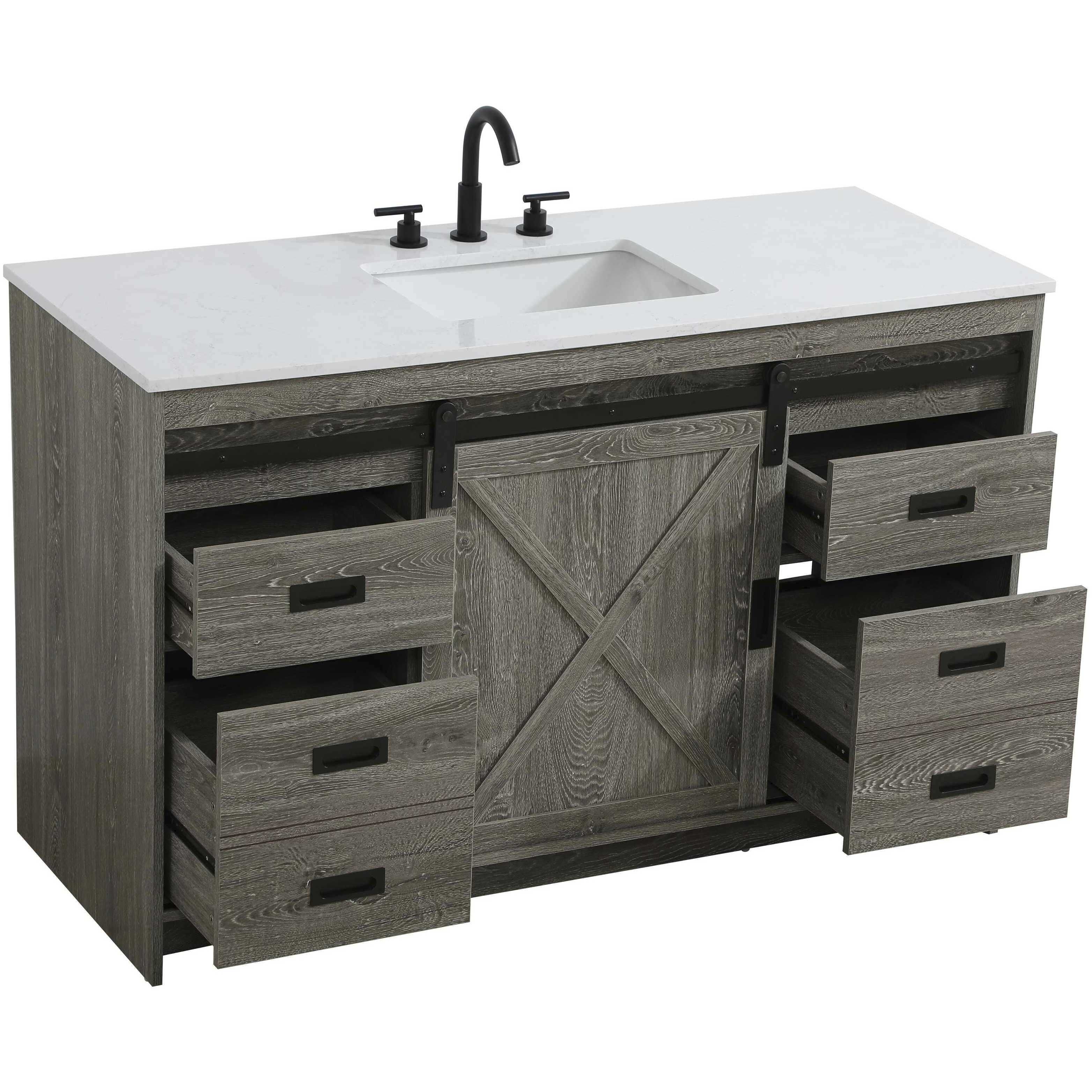 Austin 54 X 34 inch Rustic Grey Bathroom Vanity Cabinet