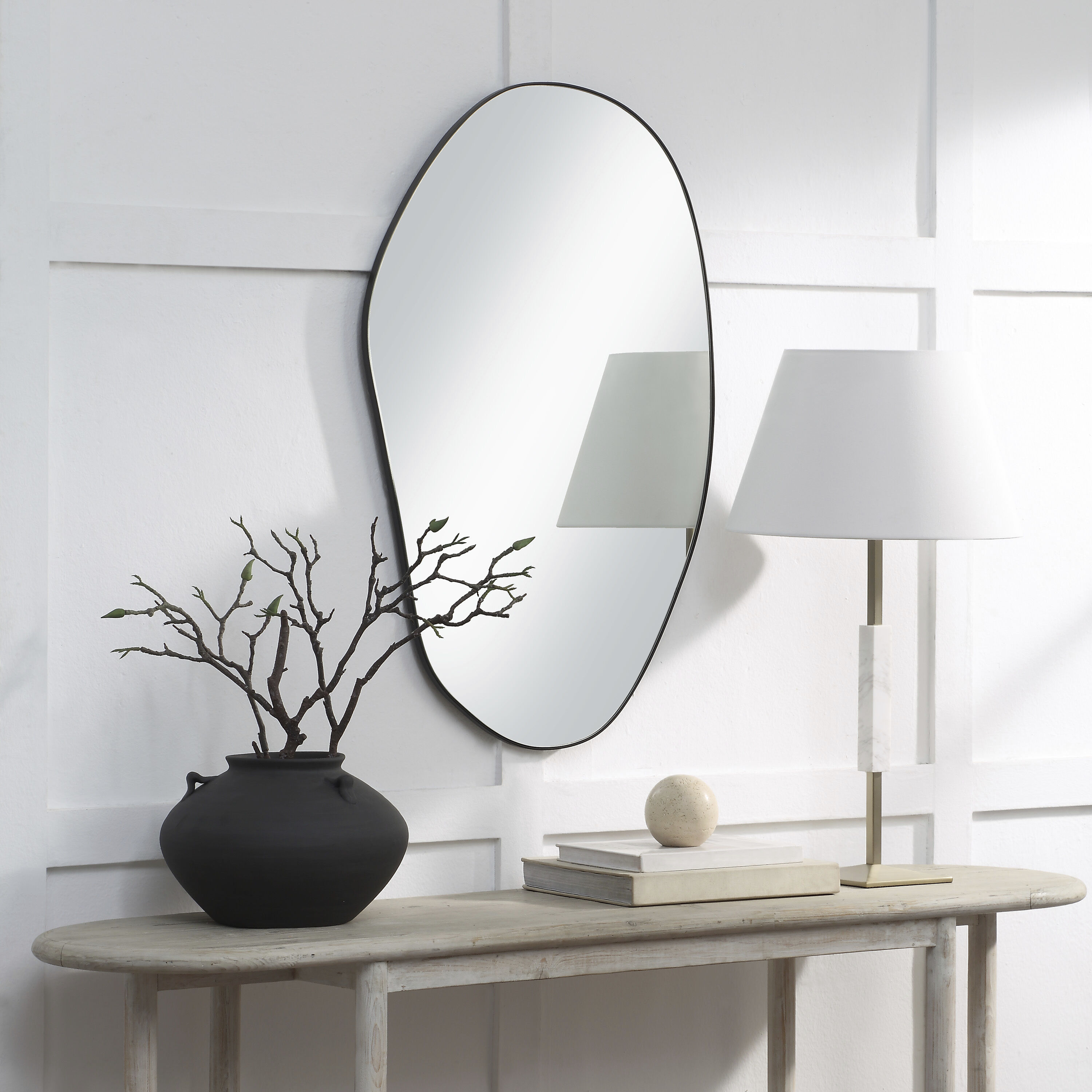 Gela 36 X 23 inch Matte Black Wall Mirror