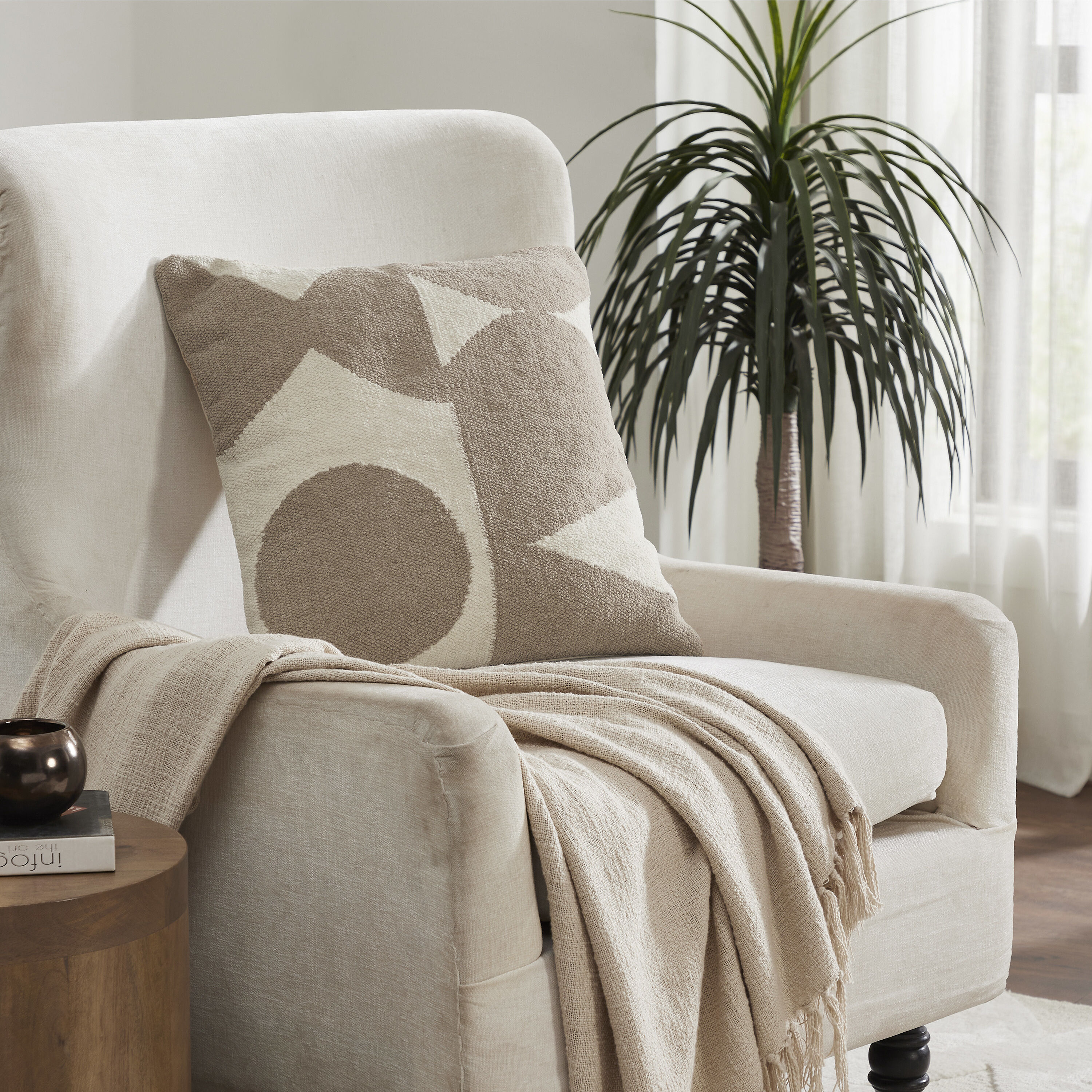 Ferla 20 inch Beige and Off-White Indoor Pillow