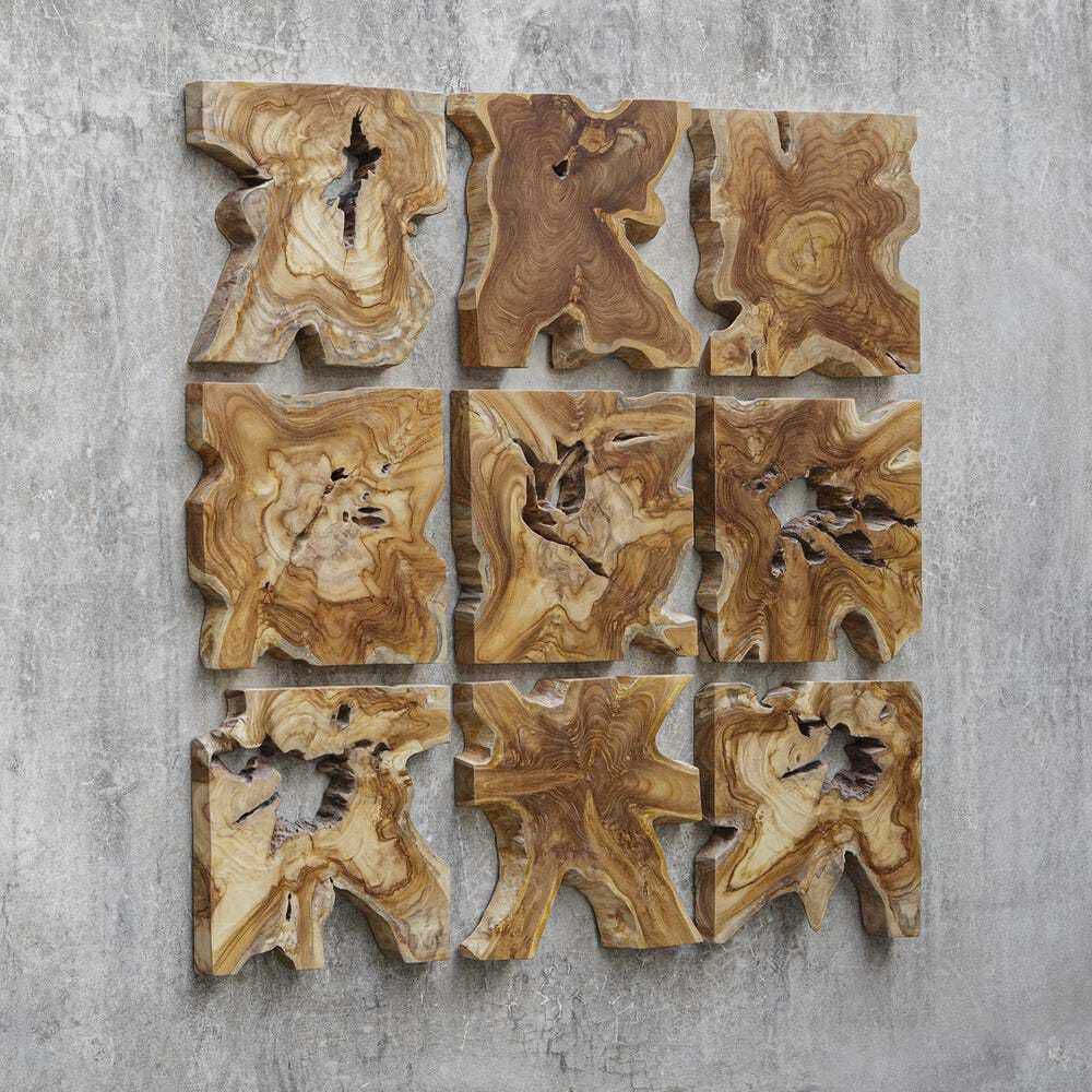 Talia Indoor-Outdoor Wood Wall Decor, Set of 9