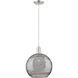 Arcadia Athens Deco Swirl 1 Light 12 inch Brushed Satin Nickel Mini Pendant Ceiling Light