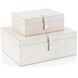 Leather 9 X 6.75 inch Cream Boxes, Set of 2
