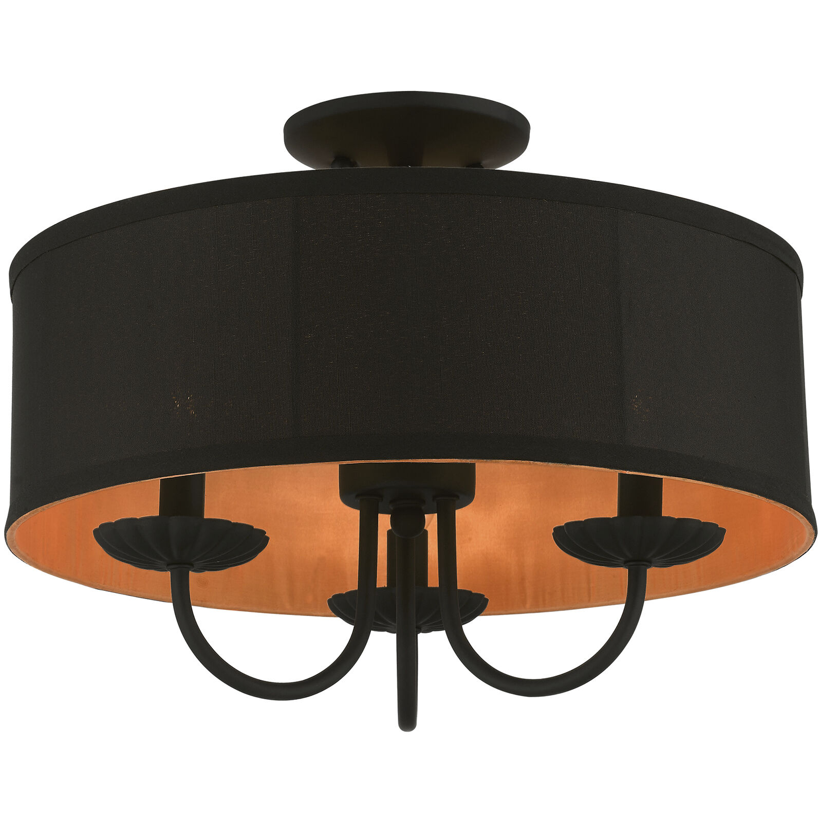 Winchester 3 Light 16 inch Black Semi-Flush Mount Ceiling Light