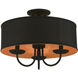 Winchester 3 Light 16 inch Black Semi-Flush Mount Ceiling Light