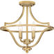 Harvel 4 Light 16 inch Weathered Brass Semi-Flush Mount Ceiling Light