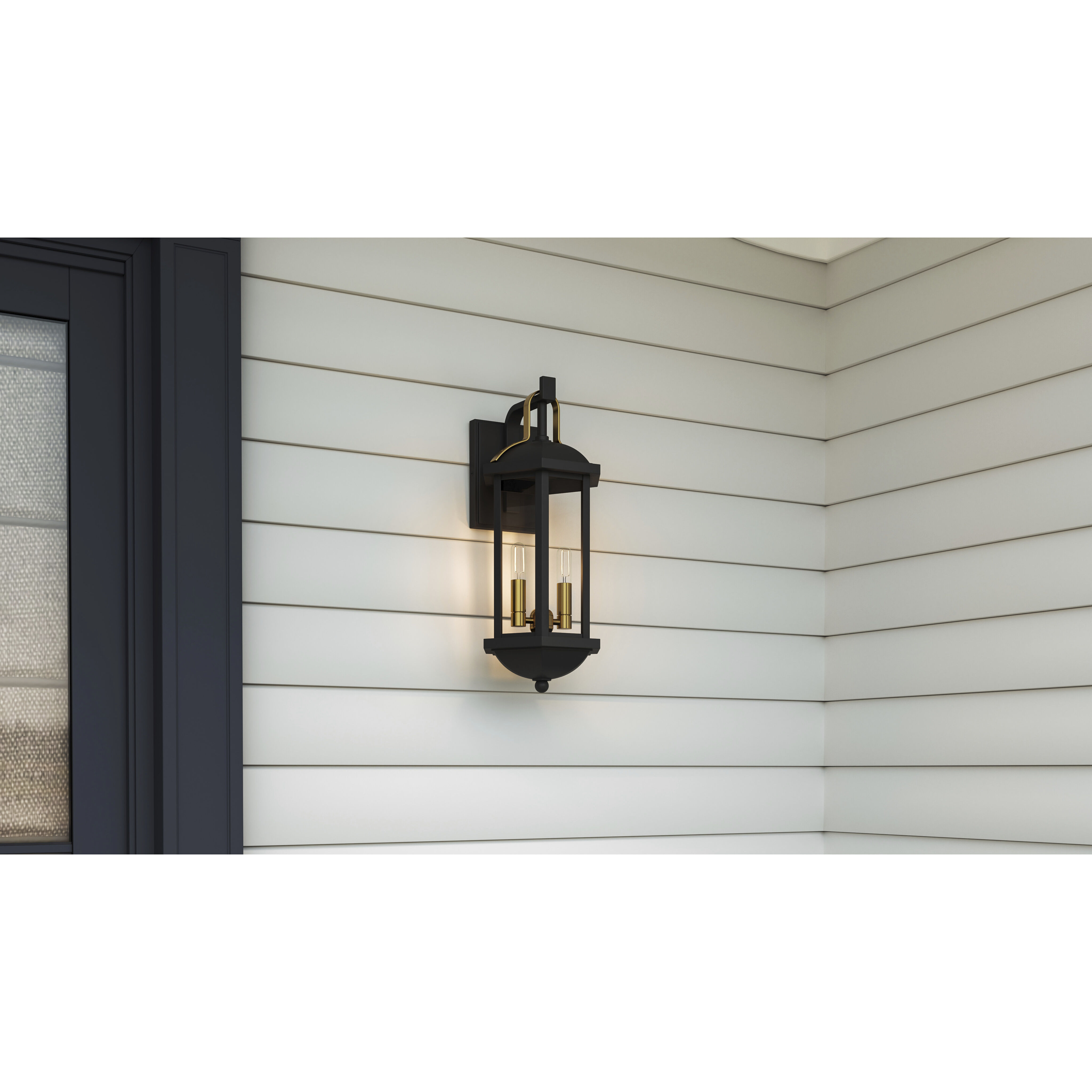 Crestfield 2 Light 19.75 inch Matte Black Outdoor Wall Lantern, Medium