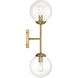 Mid-Century Modern 2 Light 6 inch Natural Brass Wall Sconce Wall Light