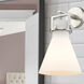 Newton Cone Sconce Wall Light in Satin Nickel, Matte White Glass