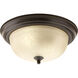 Dome Glass CTC 2 Light 13.25 inch Antique Bronze Flush Mount Ceiling Light in Etched Umber