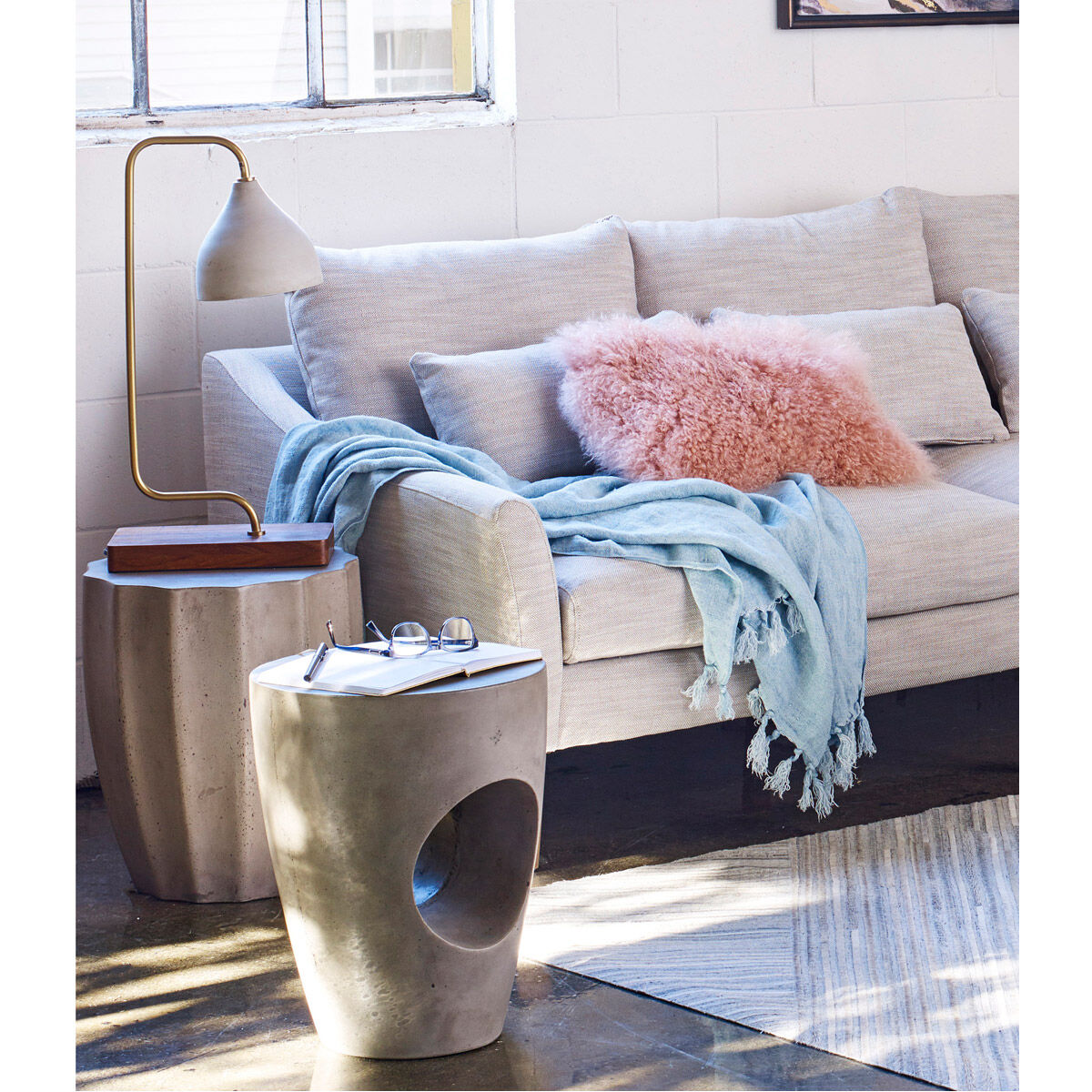 Lamb Fur 19 X 3 inch Pink Pillow