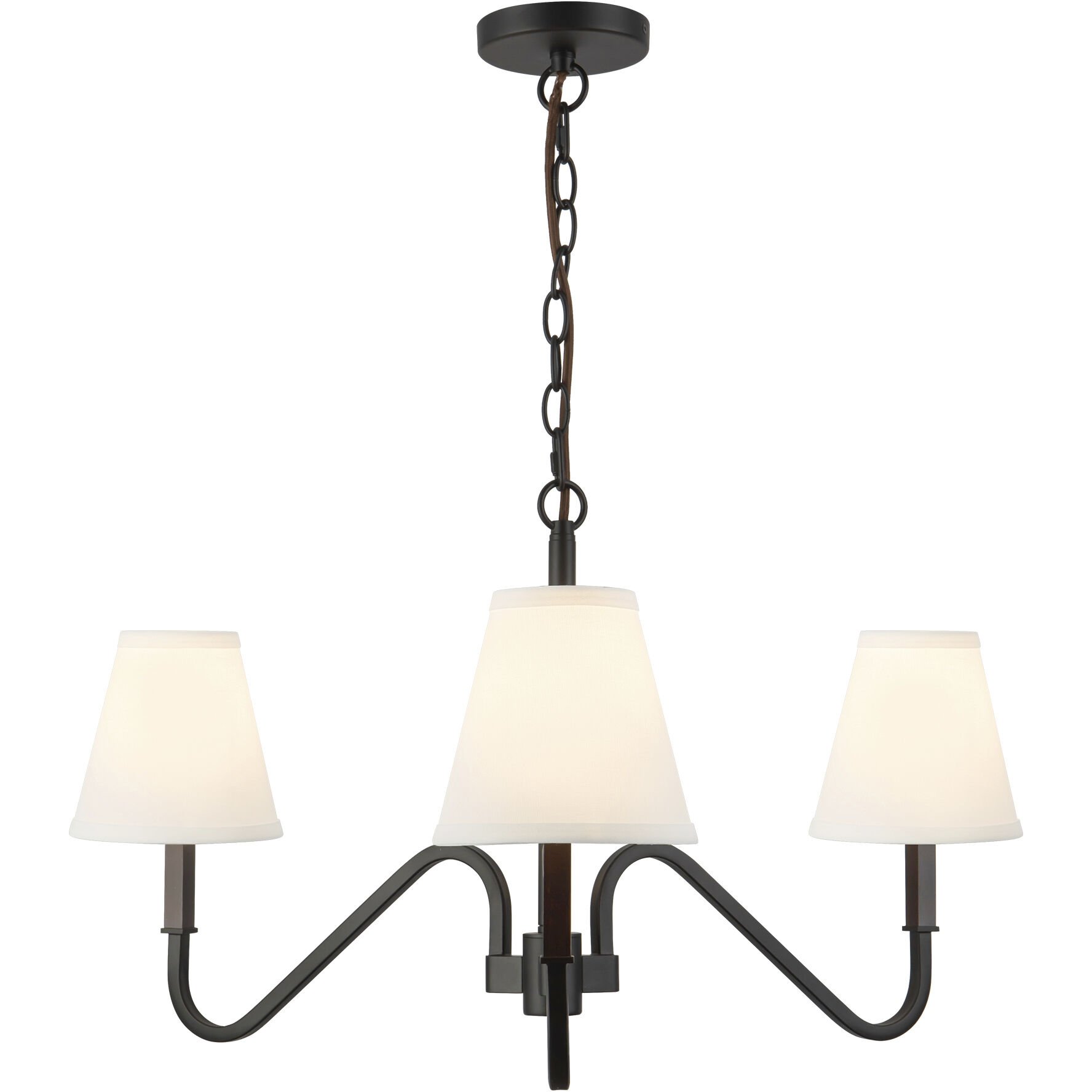Alora Mood Sloan 3 Light 30 inch Matte Black and White Linen Chandelier Ceiling Light
