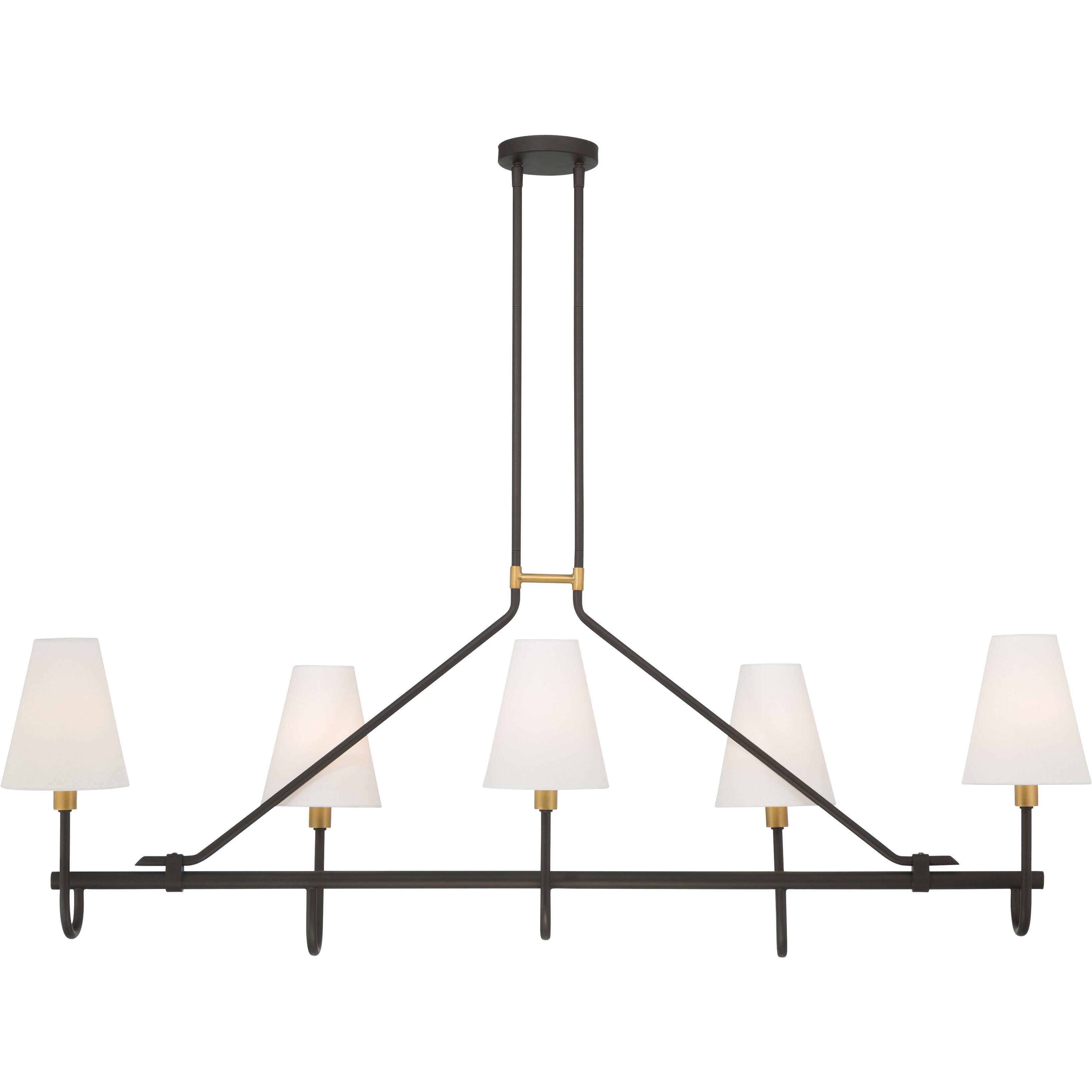 Bellforge 5 Light 51 inch Legacy Brass and Dark Bronze Linear Chandelier Ceiling Light
