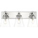 Harper 3 Light 23 inch Chrome Vanity Wall Light in Burnished Silver